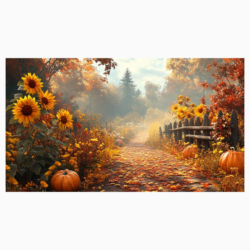 فرش پارچه‌ای مدل فرشینه طرح گل های آفتابگردان کد AR3058830