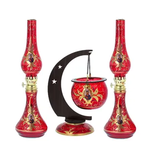 چراغ گرد سوز مدل آويز شاه عباسي بسته 2 عددي به همراه جاشمعي