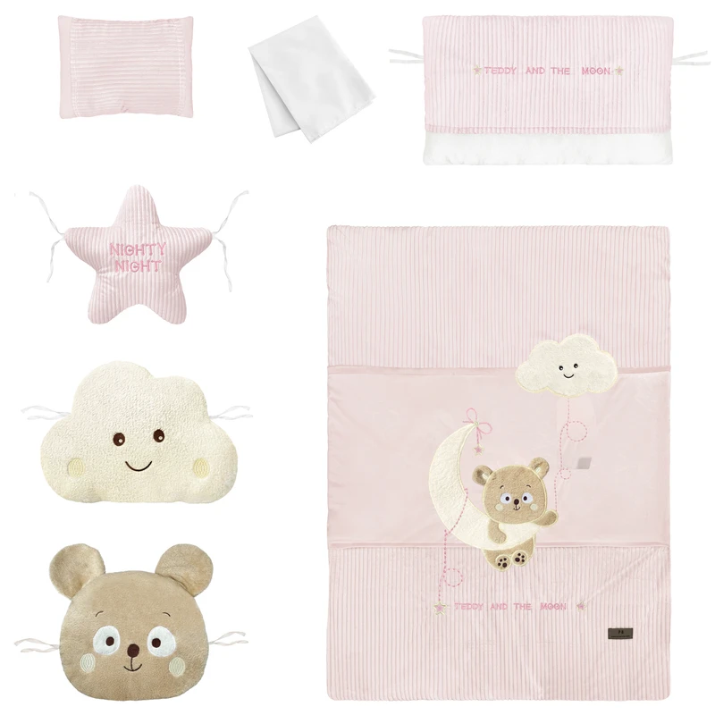 سرویس روتختی ۷ تکه کودک پینک بلو طرح خرس و ماه