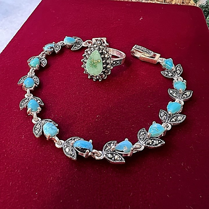 سرویس  نقره زنانه مدل فیروزه کد glsr-1917