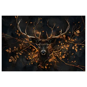 فرش پارچه‌ای مدل فرشینه طرح گوزن و شاخه کد AR3059775