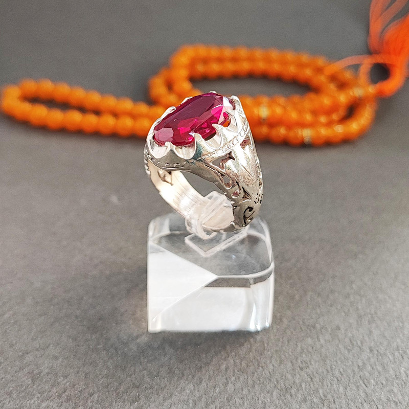 انگشتر نقره مردانه مدل یاقوت آلمانی MG5016