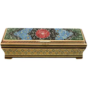 قلمدان خاتم کاری طرح تذهیب مدل دو گل کد 20p6p5