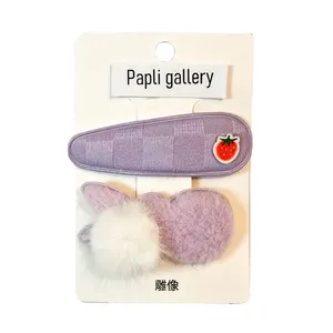 گیره مو زنانه مدل تق تقی خز دار فانتزی مجموعه دو عددی 