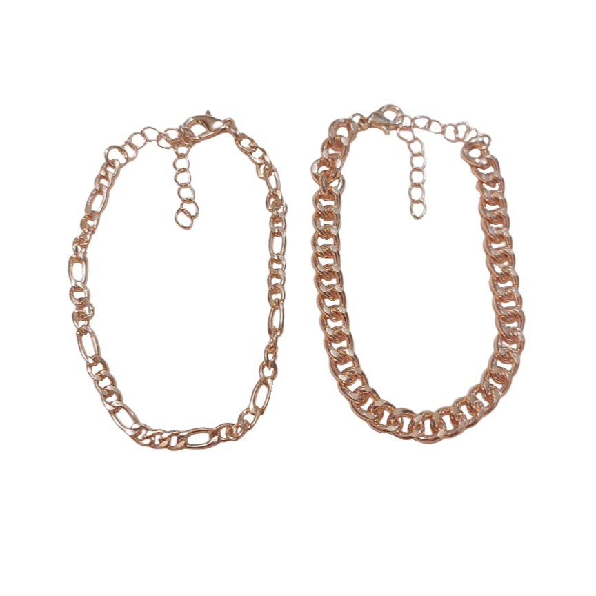 دستبند زنانه مدل زنجیری  مجموعه 2 عددی