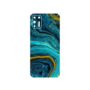 MAHOOT Turquoise marblewith golden streaks Cover Sticker for Motorola Moto G9 Plus