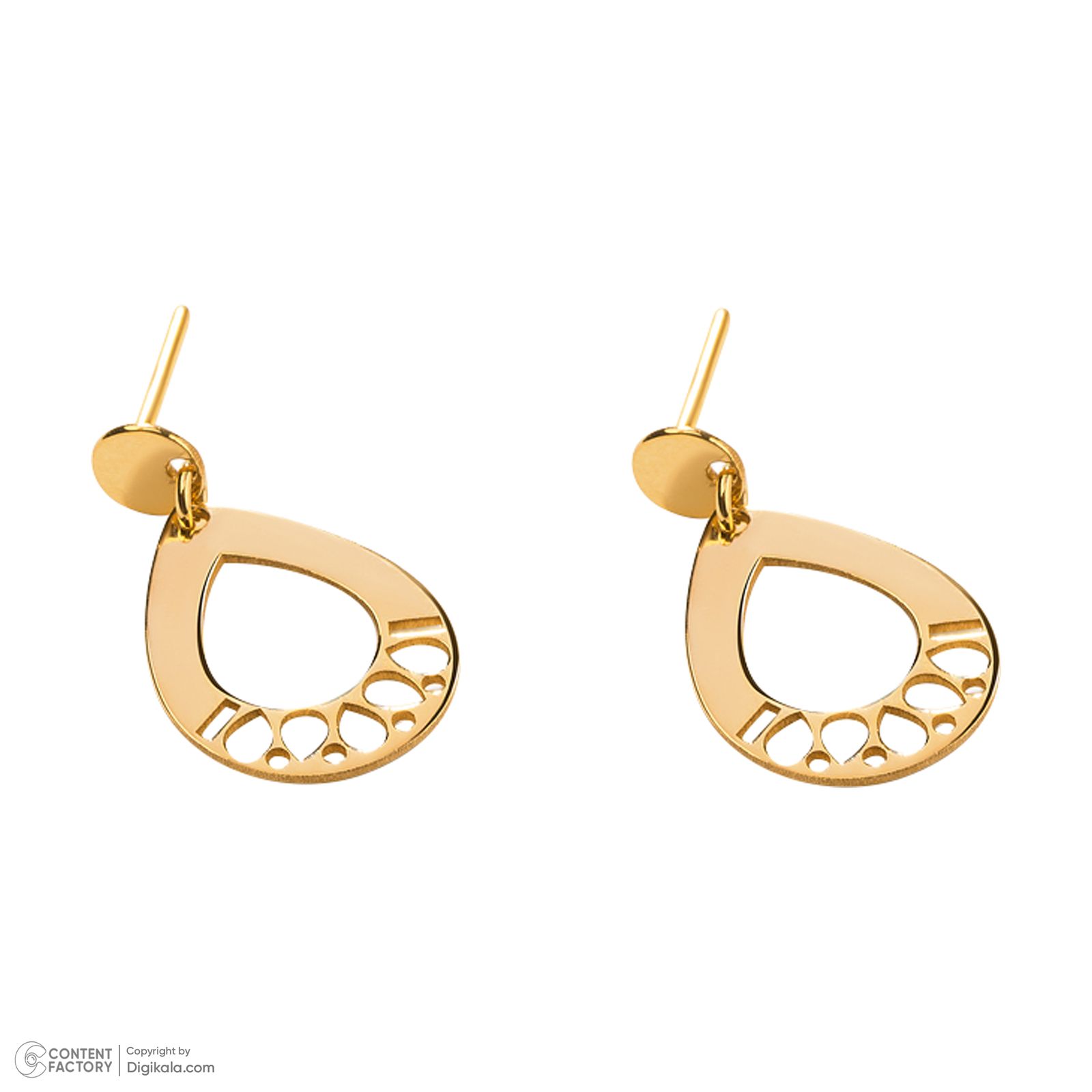 گوشواره طلا میخی 18 عیار زنانه پرسته مدل اشک کد WE675 -  - 5
