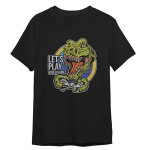 تی شرت آستین کوتاه پسرانه مدل دایناسور گیمر کد 0256 رنگ مشکی