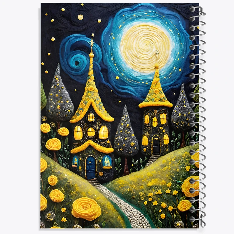 دفتر ژورنال نویسی 50 برگ خندالو مدل نقطه ای طرح منظره شب کد F5103