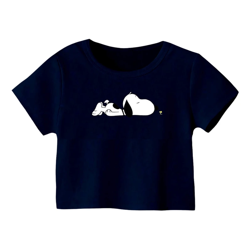 کراپ‌ تی‌شرت آستین کوتاه زنانه مدل اسنوپی کد ۲۸