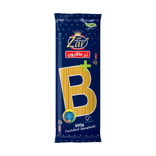 اسپاگتی قطر 1.5 حاوی ویتامین B زر ماکارون مقدار 500 گرم اسپاگتی قطر 1.5 حاوی ویتامین B زر ماکارون مقدار 500 گرم