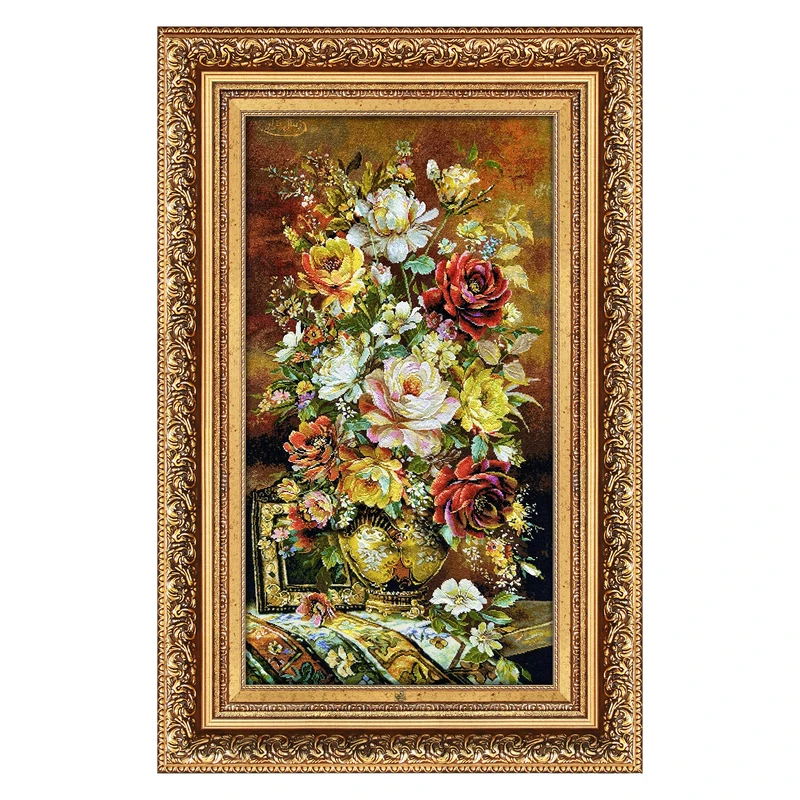 تابلو فرش دستباف فرش میرنظامی طرح گل و آینه کد 2080