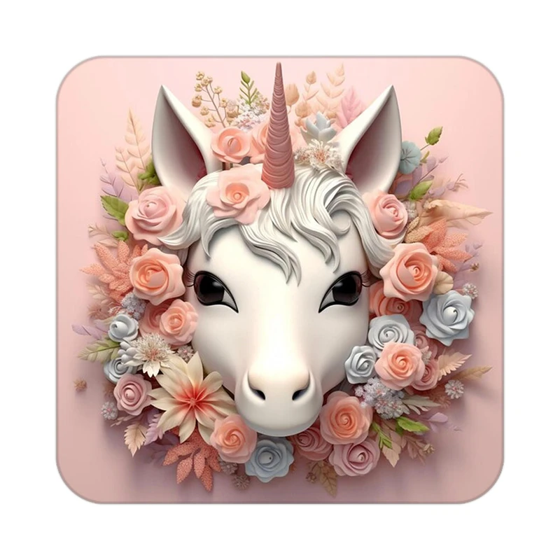 زیر لیوانی کاکتی طرح اسب تک شاخ و یونیکورن مدل mp32217