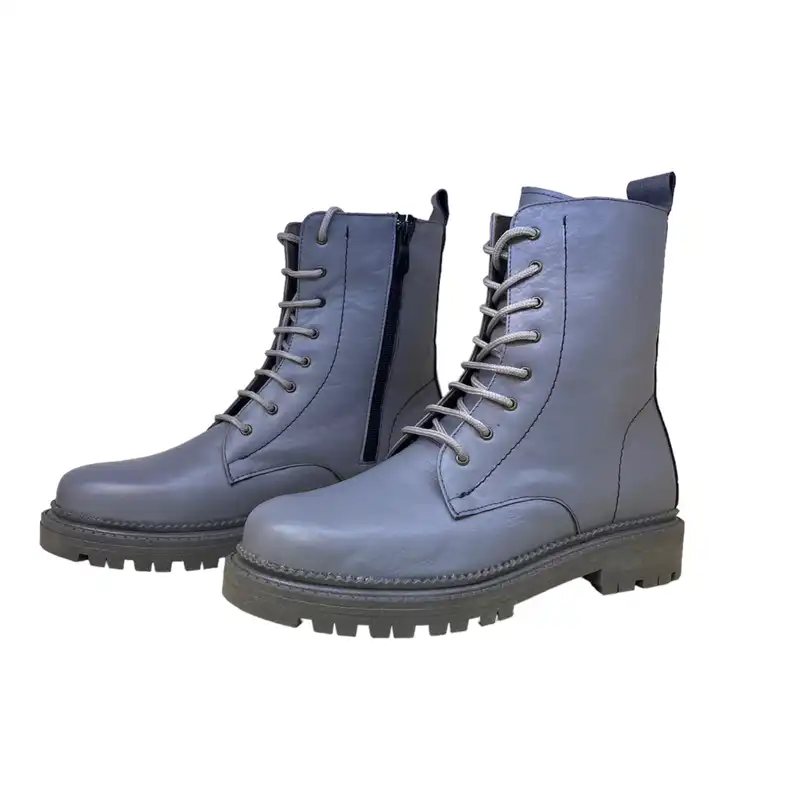 نیم بوت زنانه مدل سربازی سافتی چرم طبیعی رنگ طوسی