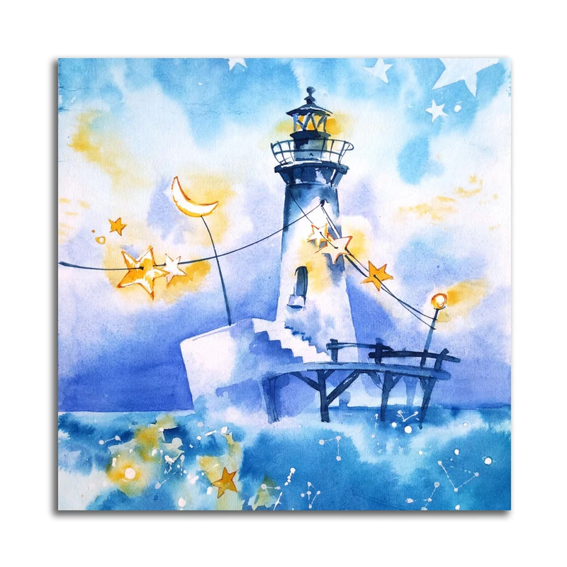 تابلو شاسی مدل نقاشی مدرن تلفیقی فانوس دریایی کد A57