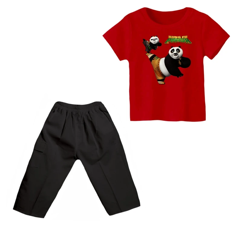 ست تی شرت و شلوارک پسرانه مدل پاندا کنگفوکار کد ۱
