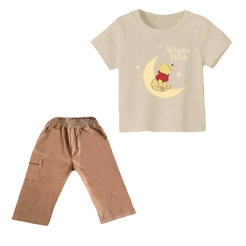 ست تی شرت و شلوارک پسرانه مدل پو کد 67 رنگ کرم