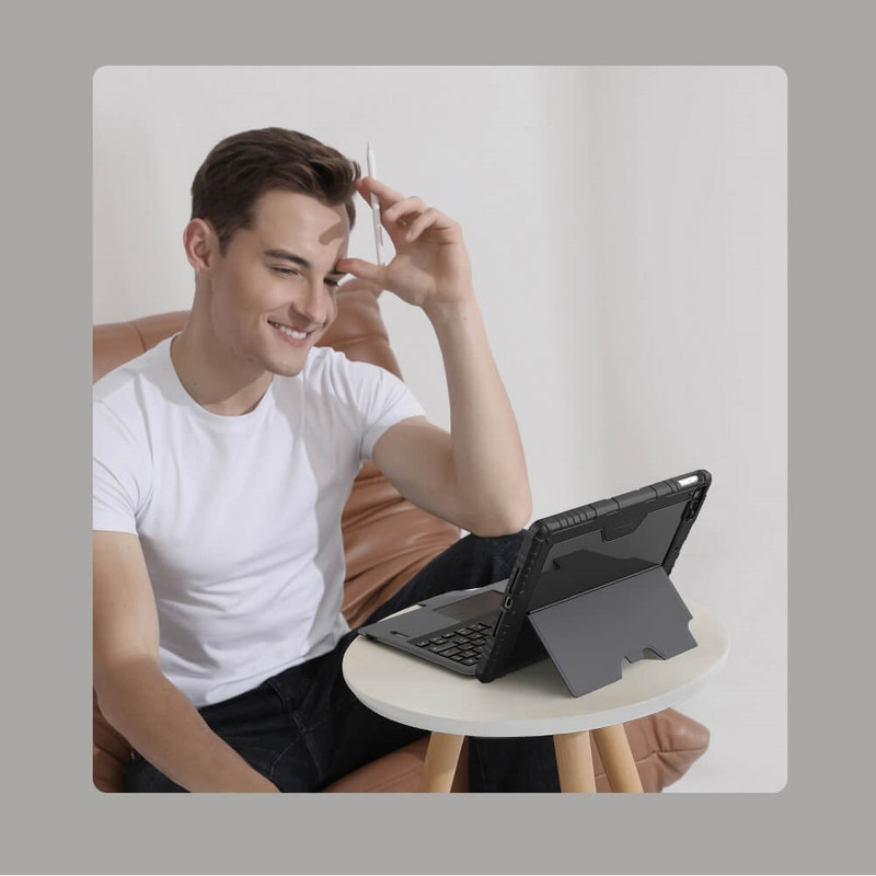 کیف کلاسوری کیبورددار نیلکین مدل Bumper Combo Keyboard مناسب برای تبلت اپل iPad 10.2 2019/2020/2021