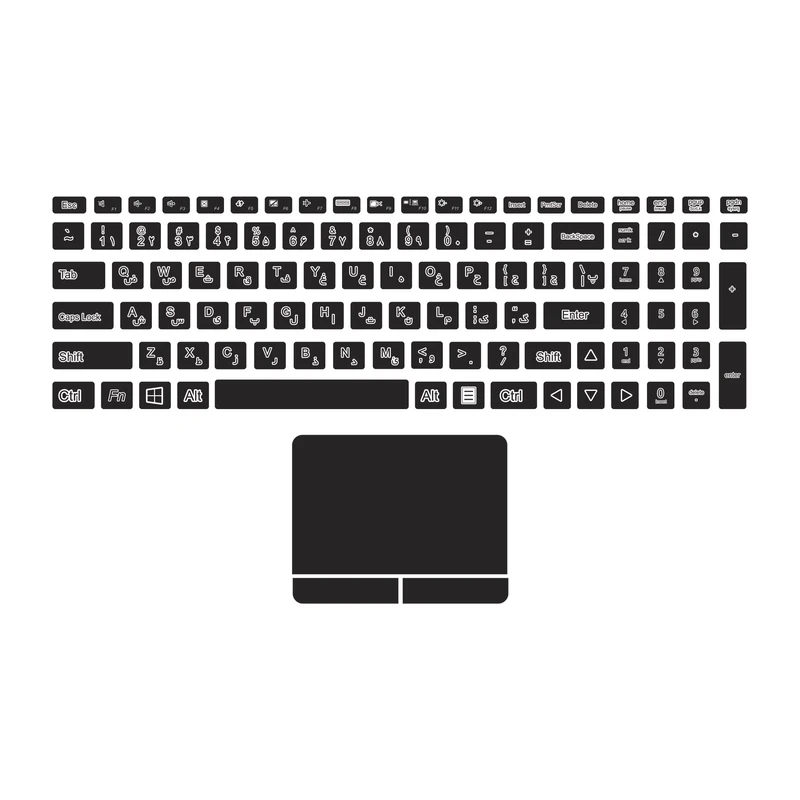 برچسب حروف فارسی کیبورد توییجین و موییجین مدل le-01 مناسب برای لپ تاپ لنوو G 50-80 به همراه استیکر تاچ پد