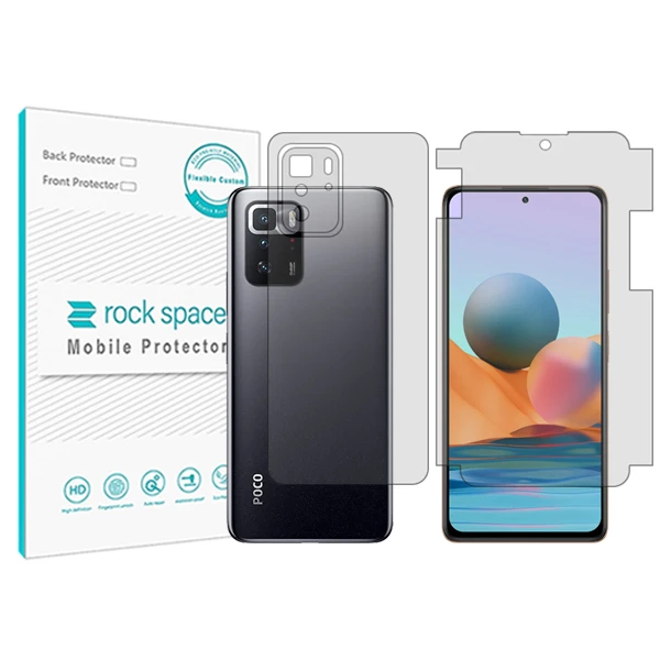 محافظ صفحه نمایش شفاف راک اسپیس مدل HyGEL مناسب برای گوشی موبایل شیائومی Poco X3 GT به همراه محافظ پشت