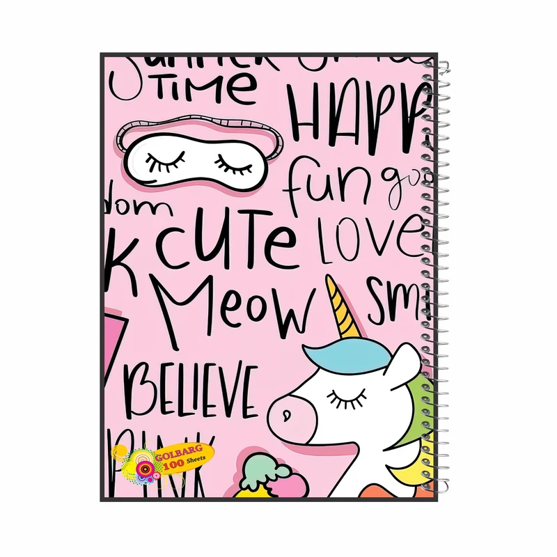 دفتر مشق 100 برگ گلبرگ طرح یونیکورن کد 100799