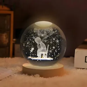 آباژور رومیزی مدل گوی کریستال طرح شازده کوچولو 