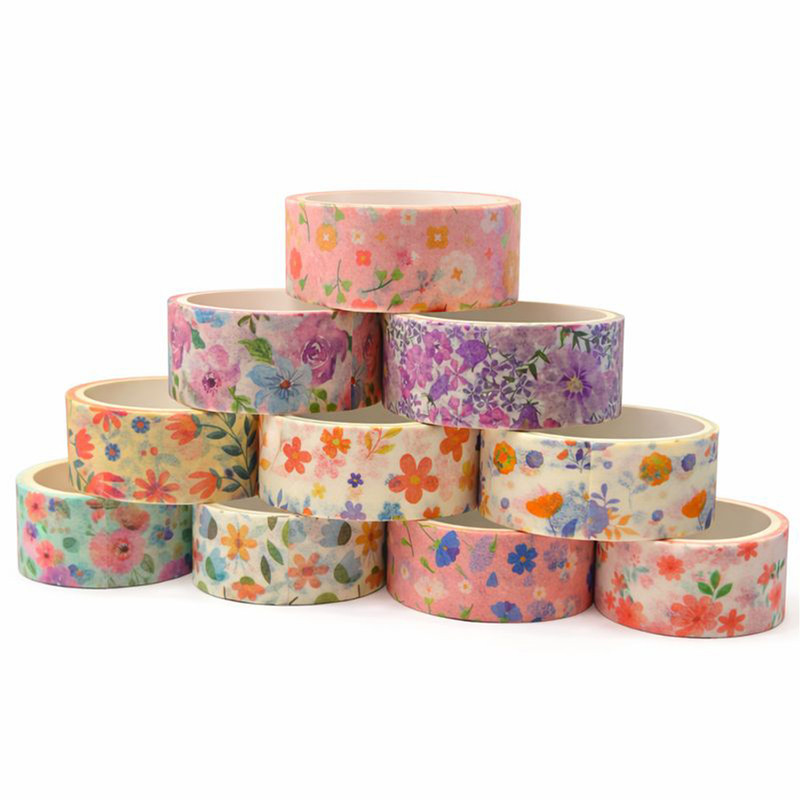 چسب کاغذی مدل واشی گل عرض 2.5 سانتی متر بسته 10 عددی