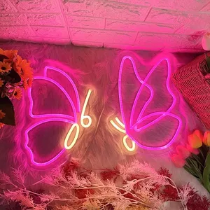 Pair of butterfly design neon wall lights
