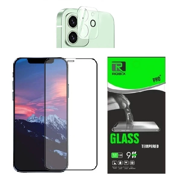 محافظ صفحه نمایش روبیکس مدل FL-IP12 mini مناسب برای گوشی موبایل اپل iphone 12mini به همراه محافظ لنز دوربین