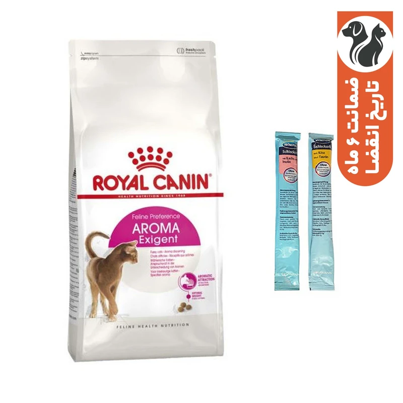 غذا خشک گربه رویال کنین مدل Aroma Exigent وزن 2 کیلوگرم به همراه بستنی 