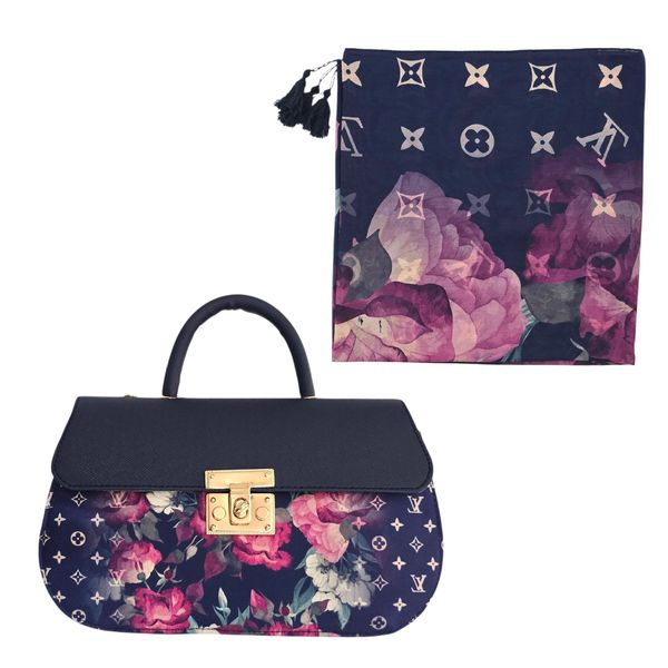 ست کیف و روسری زنانه مدل رزگل