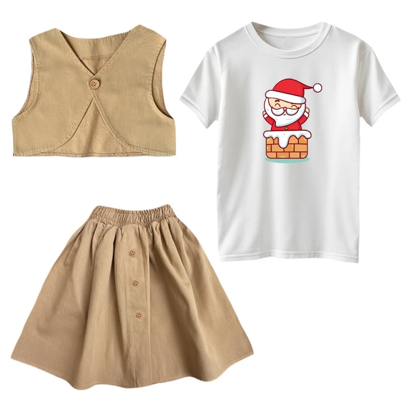 ست 3 تکه لباس دخترانه مدل بابانوئل کریسمس کد 12