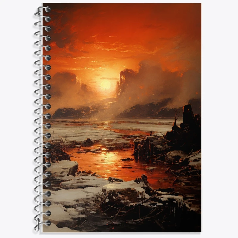 دفتر زبان 50 برگ خندالو مدل دو خط طرح منظره غروب کد F434