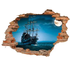 Zhivar Ship and Moon 3D Wall Sticker