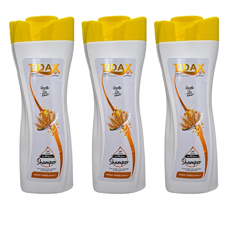 شامپو مو تیداکس مدل گندم مناسب برای موهای خشک حجم 600 میلی لیتر مجموعه 3 عددی