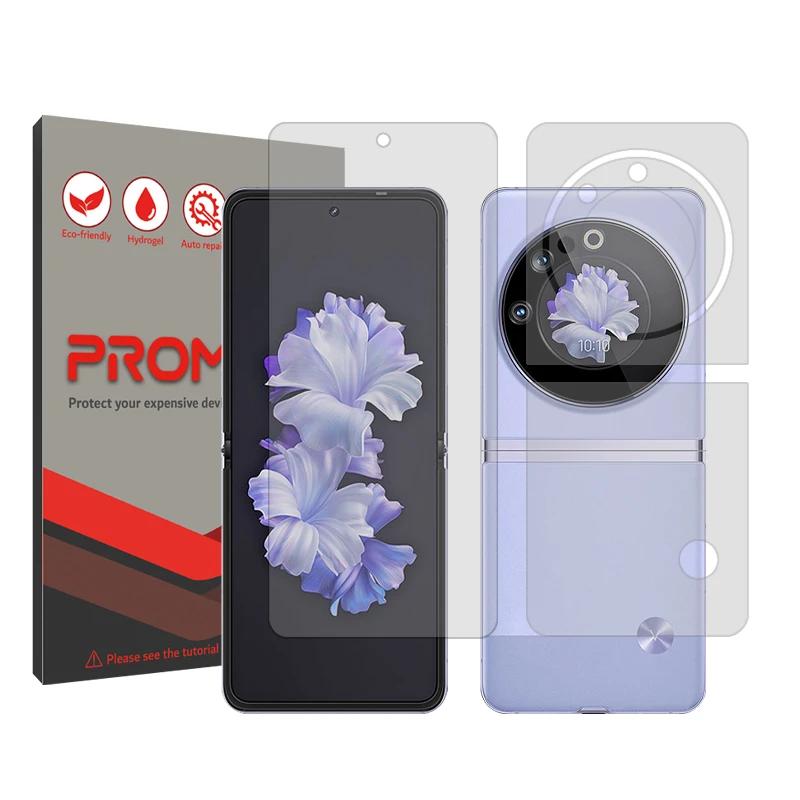 محافظ صفحه نمایش شفاف پرومیت مدل Resistant مناسب برای گوشی موبایل تکنو Phantom V Flip به همراه محافظ پشت گوشی