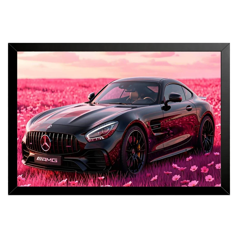 تابلو بکلیت طرح ماشین و خودرو بنز Mercedes-Benz AMG GT مدل B-pe130242 فریم مشکی