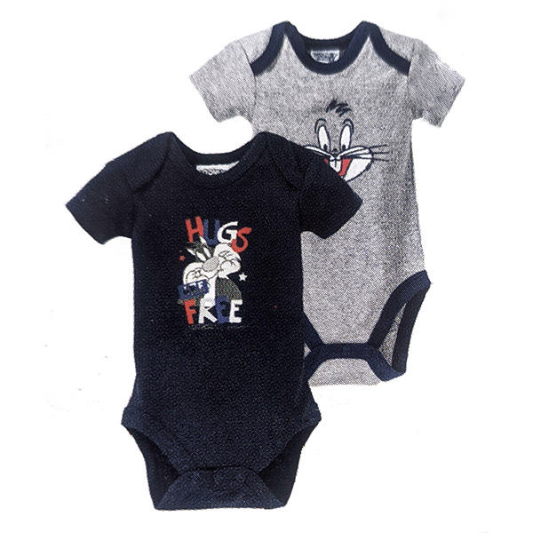 بادی آستین کوتاه نوزادی لونی تونز مدل 7847 مجموعه دو عددی