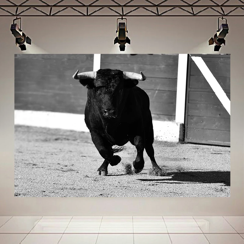 تابلو بوم طرح مخمل گاو بازی مدل گاو جنگی کد AR305135