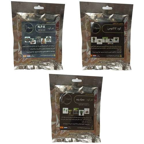 کود فسفر ریشه زایی (10-52-10) و کود کاکتوس و محرک رشد (هیومیک اسید) مدل raw material وزن 150 گرم بسته 3 عددی