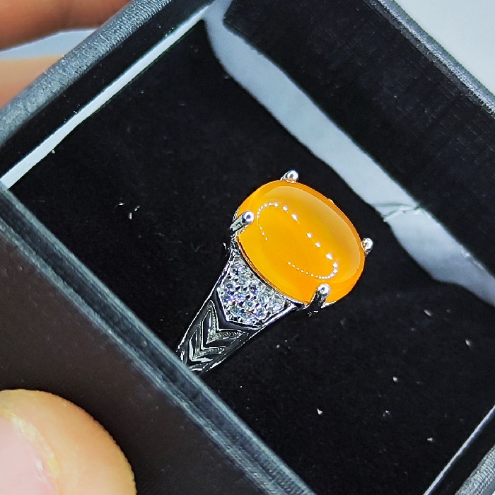 انگشتر نقره زنانه نقره جات بافندگان مدل عقیق یمانی کد 877