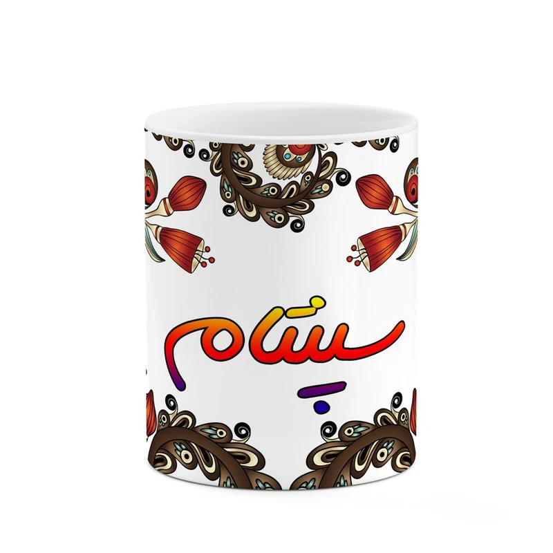 ماگ کاکتی مدل اسم سپنتام طرح سنتی گل و بته کد mgh45555