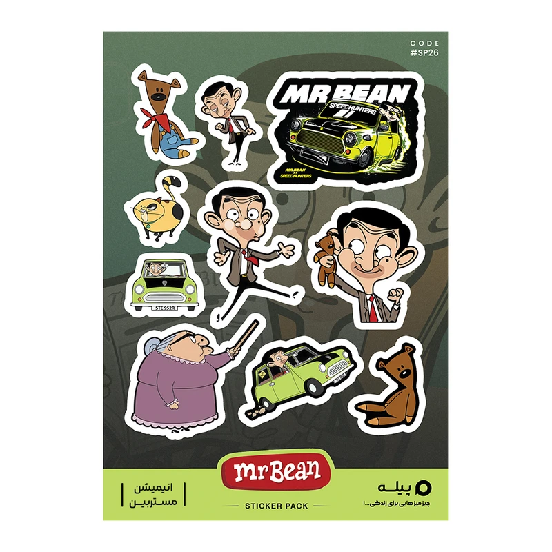استیکر لپ تاپ و موبایل پیله طرح انیمیشن مستربین مدل Mr Bean کد SP26 مجموعه 10 عددی