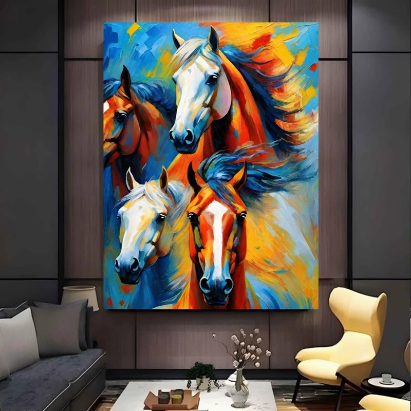 پوستر پارچه ای طرح مخمل  نقاشی اسب مدل هنری کد FP106932