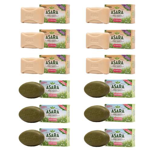 صابون شستشو آسارا مدل 30Herb وزن 100 گرم بسته 12 عددی
