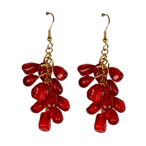 گوشواره زنانه مدل یلدایی طرح دانه انار