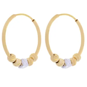 گوشواره طلا 18 عیار زنانه طلای مستجابی مدل حلقه ای گوی دار کد 13