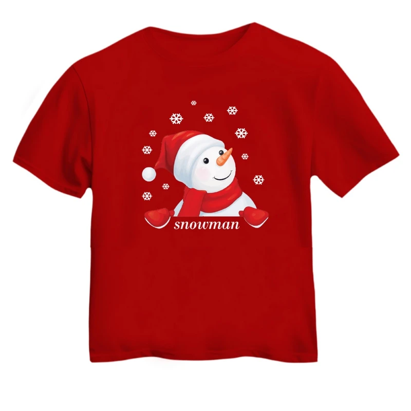 تی شرت آستین کوتاه بچگانه مدل آدم برفی کریسمس کد 2
