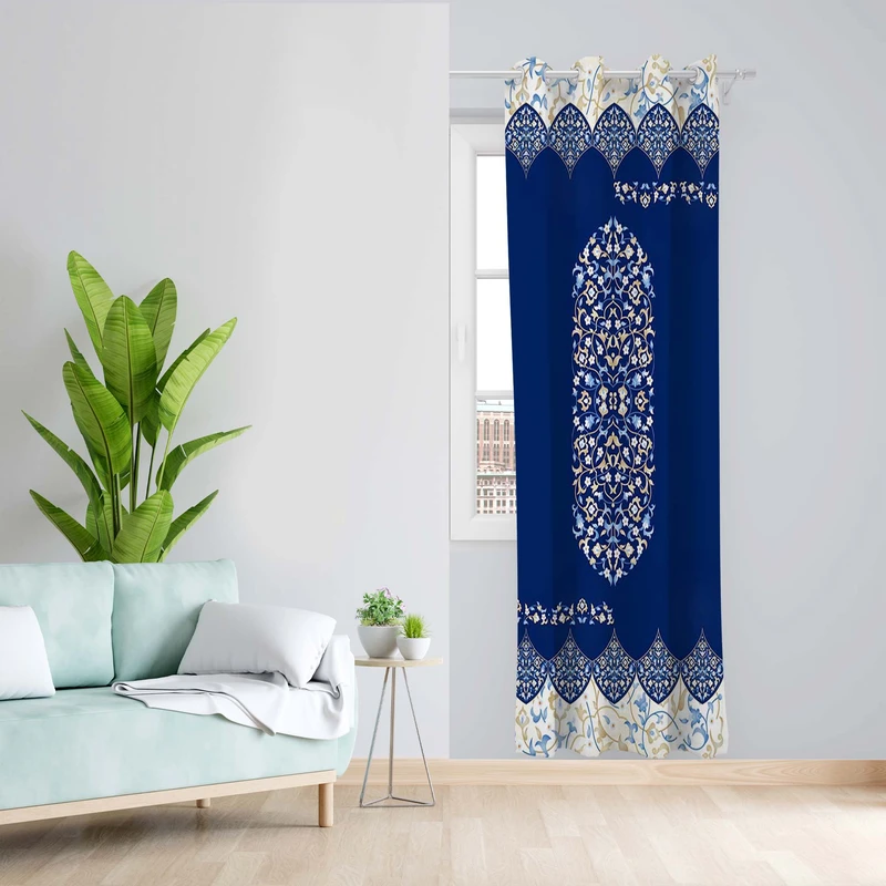 پرده طرح سنتی مدل مخمل پانچی کد 4917 z سایز 140x200 سانتی متر