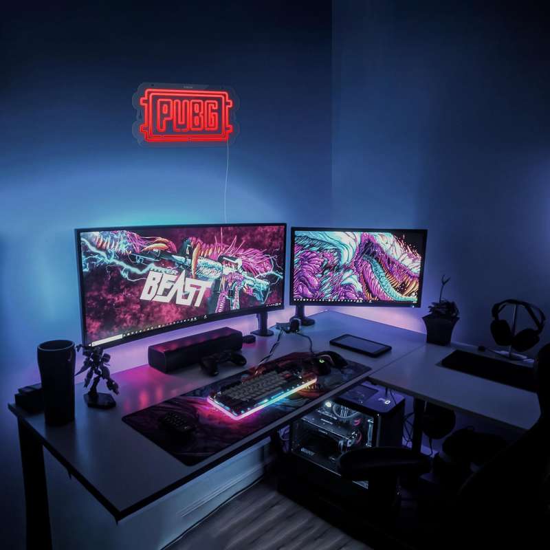 چراغ دیواری نئون دیزاین طرح Pubg-Logo_RD